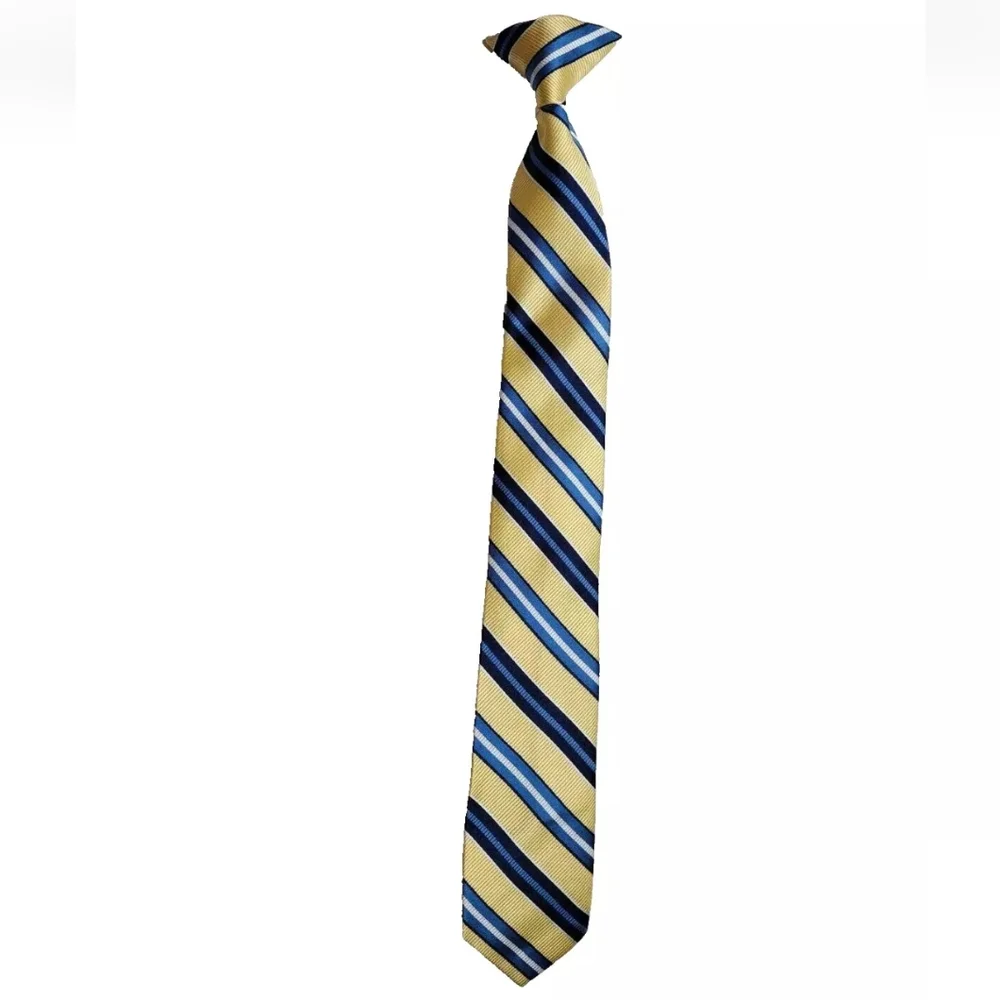 Boys Clip On Neck Tie in Yellow Stripe New Without Tags